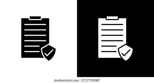 Diseño de silueta de iconos de cobertura de contrato. Símbolo de glifo blanco y negro.