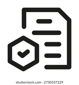Contract coverage professional line icon. Professional Line Vector Icon with modern agreement and protection concept, minimal clean outline design and scalable legal symbol
