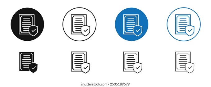 Contract coverage vector icon in black and blue colors