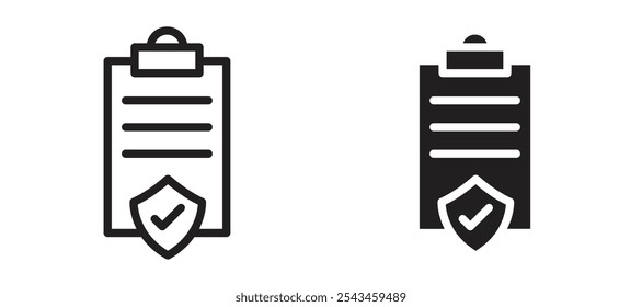 Conjunto de iconos de Vector de cobertura de contrato en negro.