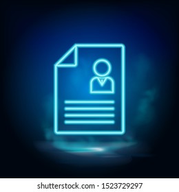 Contract, cv neon vector icon. Blue neon, Business neon vector icon.