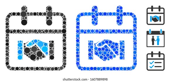 Contract day composition of circle elements in variable sizes and color tints, based on contract day icon. Vector circle elements are combined into blue composition.