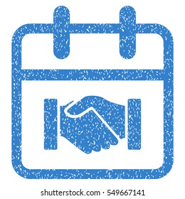 Contract Day grainy textured icon for overlay watermark stamps. Flat symbol with scratched texture. Dotted vector cobalt ink rubber seal stamp with grunge design on a white background.