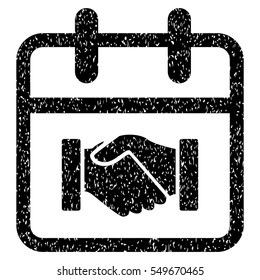 Contract Day grainy textured icon for overlay watermark stamps. Flat symbol with unclean texture. Dotted vector black ink rubber seal stamp with grunge design on a white background.