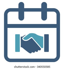 Contract Day vector icon. Style is bicolor flat symbol, cyan and blue colors, rounded angles, white background.