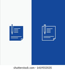 Contract, Document, File, Page, Paper, Sign, Signing Line and Glyph Solid icon Blue banner Line and Glyph Solid icon Blue banner