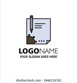 Contract, Document, File, Page, Paper, Sign, Signing Business Logo Template. Flat Color