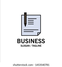 Contract, Document, File, Page, Paper, Sign, Signing Business Logo Template. Flat Color