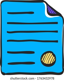 Contract document icon in color drawing. Agreement arrangement property mortgage loan money