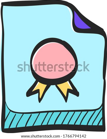 Contract document icon in color drawing. Agreement arrangement property mortgage loan money