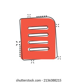 Contract document icon in comic style. Report folder stamp cartoon vector illustration on isolated background. Paper sheet splash effect sign business concept.