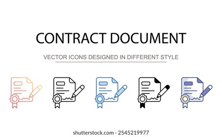 Contract Document icon design with white background stock illustration