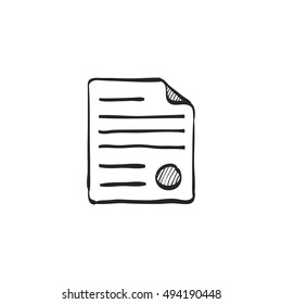 Contract document icon in doodle sketch lines. Agreement arrangement property mortgage loan money