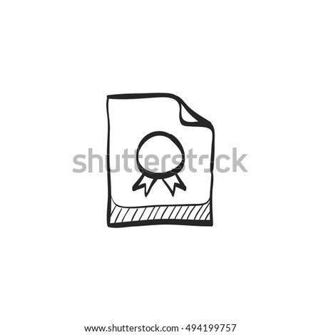 Contract document icon in doodle sketch lines. Agreement arrangement property mortgage loan money
