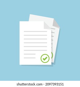 Contract document icon in flat style. Report folder stamp vector illustration on isolated background. Paper sheet sign business concept.