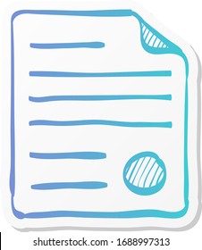 Contract document icon in sticker color style. Agreement arrangement property mortgage loan money