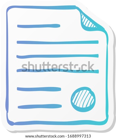Contract document icon in sticker color style. Agreement arrangement property mortgage loan money