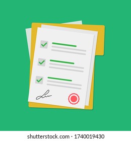 Contract Document icon. vector flat design