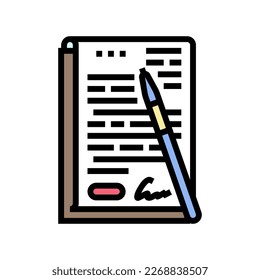 contract document paper color icon vector. contract document paper sign. isolated symbol illustration