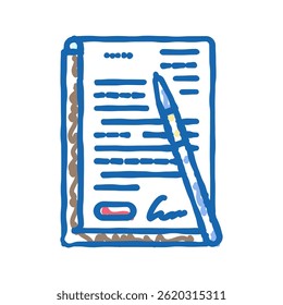 documento do contrato ícone doodle esboço vetor. sinal de papel do documento do contrato. ilustração de símbolo isolado