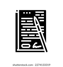 contract document paper glyph icon vector. contract document paper sign. isolated symbol illustration