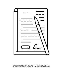 contract document paper line icon vector. contract document paper sign. isolated contour symbol black illustration