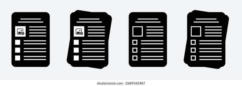 Contract document paper set icon, vector illustration