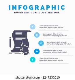 contract, document, paper, sign, agreement, application Infographics Template for Website and Presentation. GLyph Gray icon with Blue infographic style vector illustration.