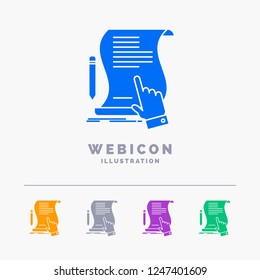 contract, document, paper, sign, agreement, application 5 Color Glyph Web Icon Template isolated on white. Vector illustration