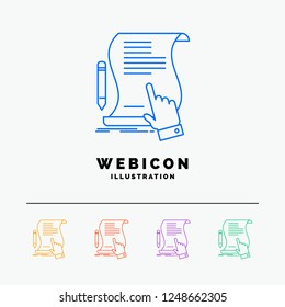 contract, document, paper, sign, agreement, application 5 Color Line Web Icon Template isolated on white. Vector illustration