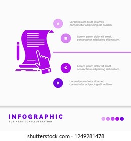 contract, document, paper, sign, agreement, application Infographics Template for Website and Presentation. GLyph Purple icon infographic style vector illustration.