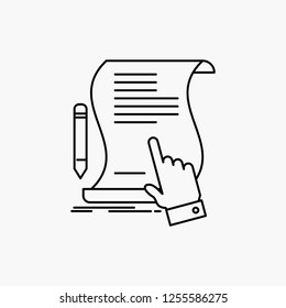contract, document, paper, sign, agreement, application Line Icon. Vector isolated illustration