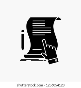 contract, document, paper, sign, agreement, application Glyph Icon. Vector isolated illustration