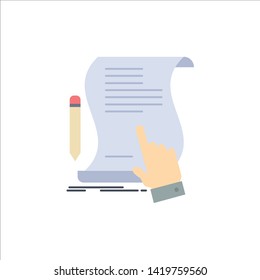 contract, document, paper, sign, agreement, application Flat Color Icon Vector