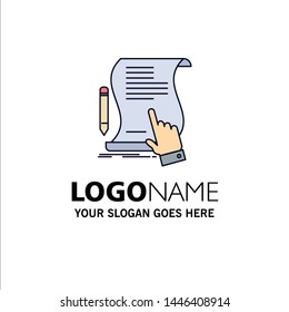 contract, document, paper, sign, agreement, application Flat Color Icon Vector