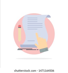 contract, document, paper, sign, agreement, application Flat Color Icon Vector. Vector Icon Template background