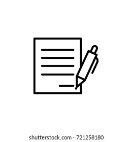 contract document with pen line black icon