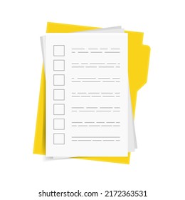 Documento de contrato con lápiz sobre fondo aislado en blanco. 