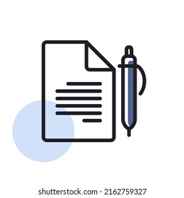 Contract Document With Pencil outline icon. Business sign. Graph symbol for your web site design, logo, app, UI. Vector illustration, EPS10.