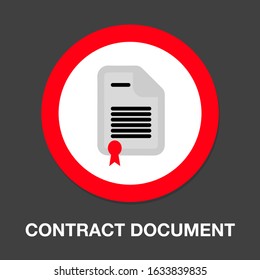 Contract document. signature document icon - web page symbol - office file format