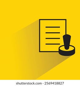 contract document and stamp icon with shadow on yellow background