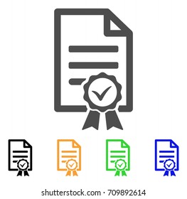 Contract Document vector pictogram. Style is a flat graphic symbol in gray, black, yellow, blue, green color variants. Designed for web and mobile apps.