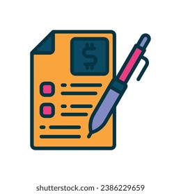 contract filled color icon. vector icon for your website, mobile, presentation, and logo design.