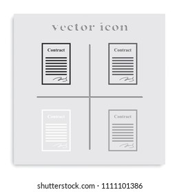 Contract flat black and white vector icon.