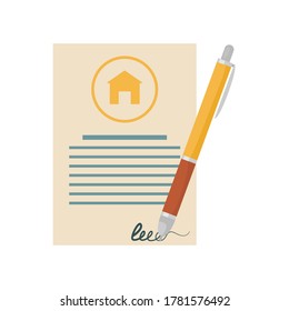 Contract flat icon. Real estate illustration. Vector.