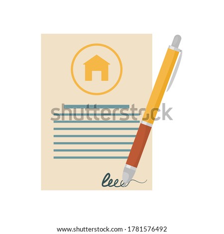 Contract flat icon. Real estate illustration. Vector.