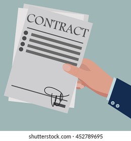 Contract flat illustration. Agreement, successful negotiation, partnership. Modern flat design for web banners, web site, printed materials, infographics. Vector illustration
