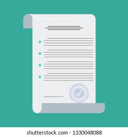 Contract in flat style, business concept, vector illustration