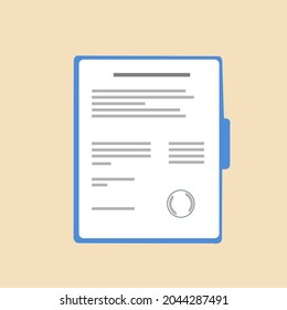 Contrato en estilo plano, concepto de negocio, ilustración vectorial