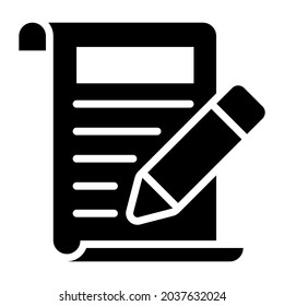 contract glyph icon, business and finance icon.
